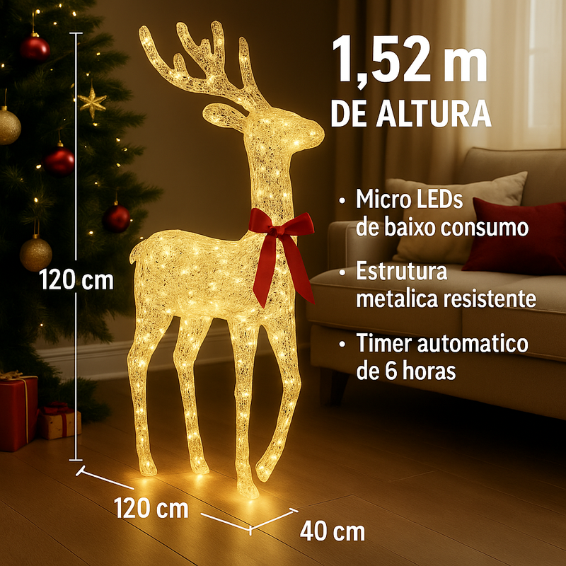 Cervo Iluminado de Luxo + Brinde!