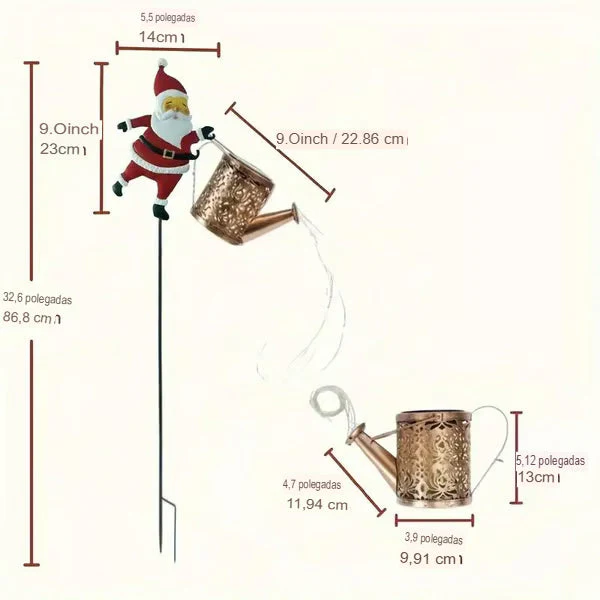 ( Compre 1 e Leve 2 ) Regador Solar de Papai Noel